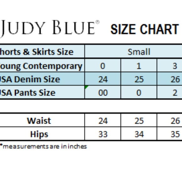 Judy Blue Tummy Control Jeans Size Chart